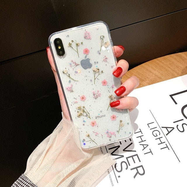 Real Pressed Dried Flowers Phone Case For iPhone XS Max XR 6 6s 7 8 Plus X E Electronics
