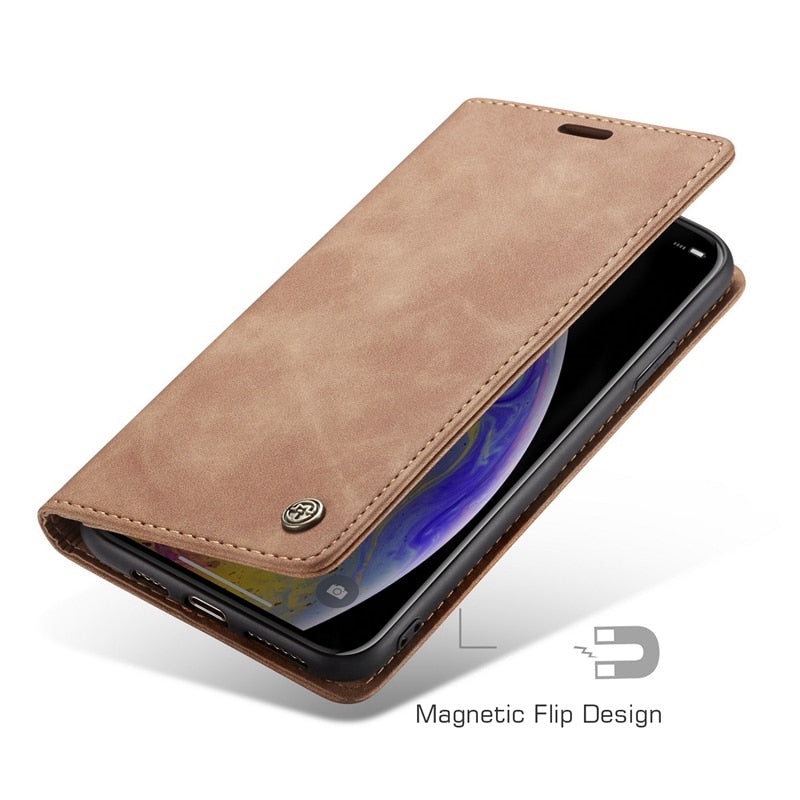 Leather Wallet Flip Case for iPhone X XR XS Max 7 6s 6 8 Plus 5 5S SE E Electronics