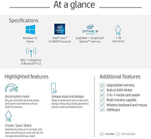 Newest HP Pavilion 590 Desktop Computer, 8th Intel 6 Cores i5-8400, 2.8GHz up to 4.0GHz, 8GB RAM and 16 GB Intel Optane Memory, 1TB HDD, Bluetooth 4.2, WiFi 802.11ac, Win10, (Renewed): Computers & Accessories E Electronics