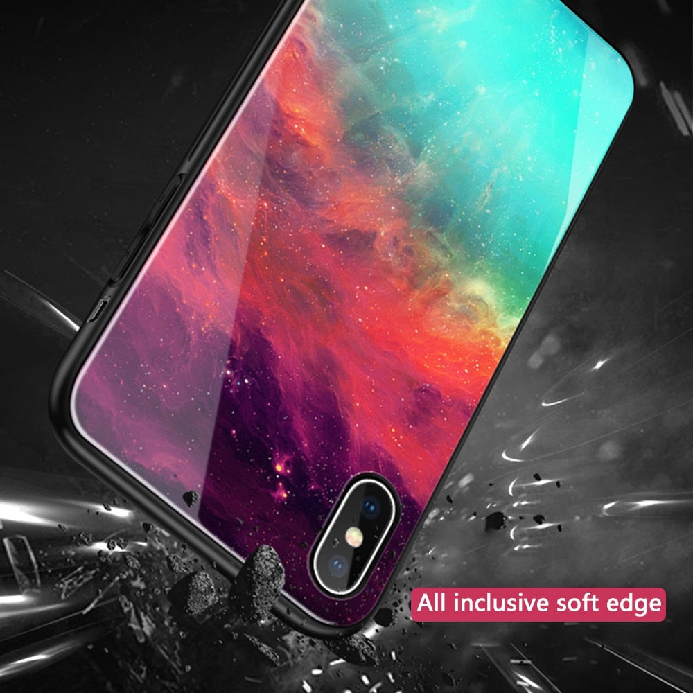 Tempered Glass Space Phone Case For iPhone E Electronics