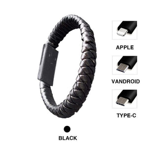 Braided USB Charging Bracelet Leather Phone Charging Cable E Electronics