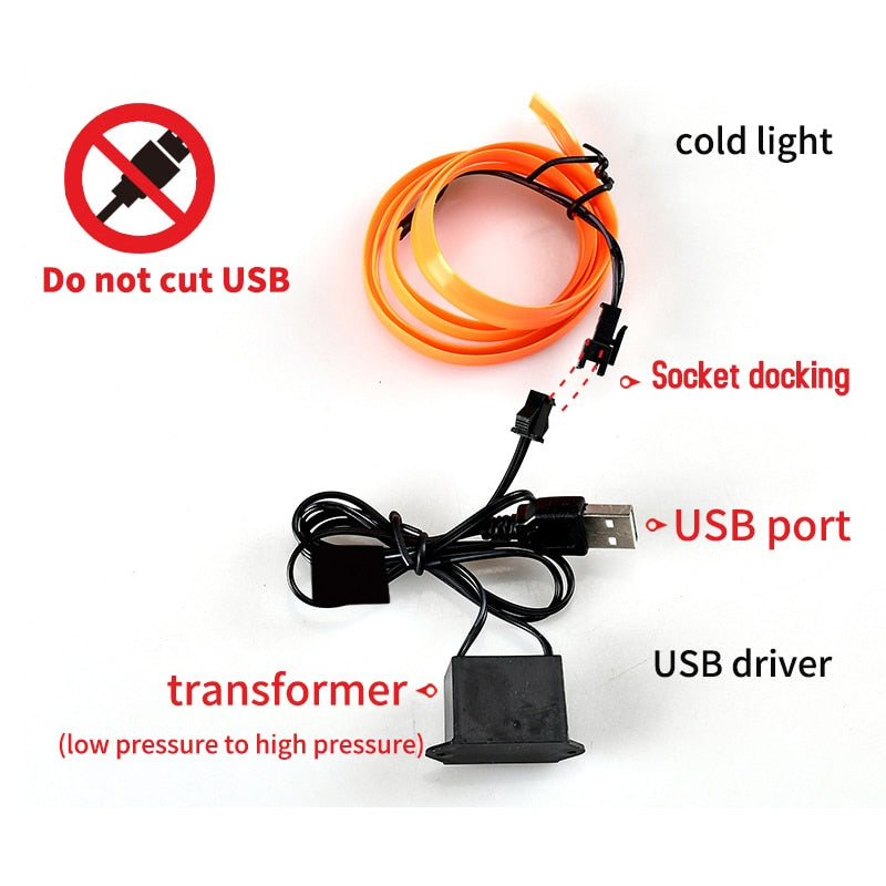 USB DIY Decorative Dash board Console Door LED Light E Electronics
